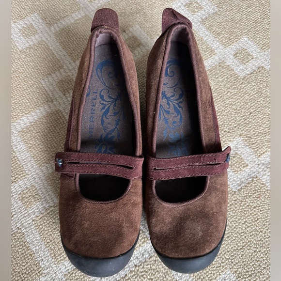 Merrell Plaza Bandeau Suede Mary Jane Comfort Shoes Travel Work Cherry Oak 8 - Picture 7 of 11